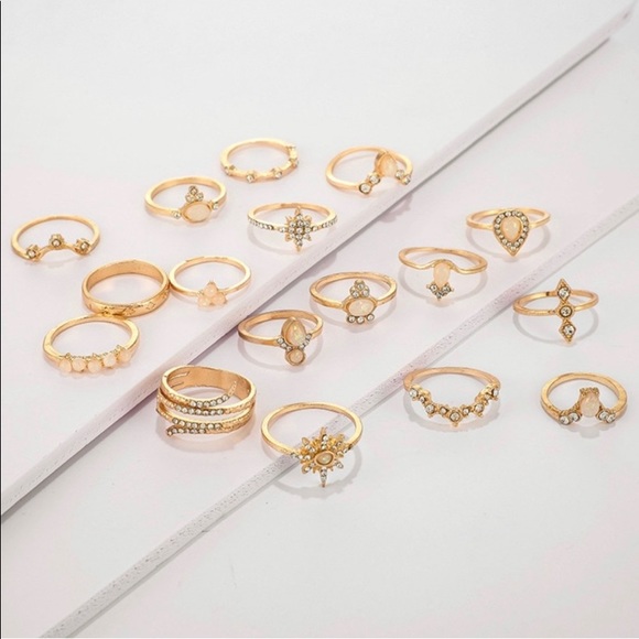 17pc Bohemian Ring Set - Picture 2 of 5